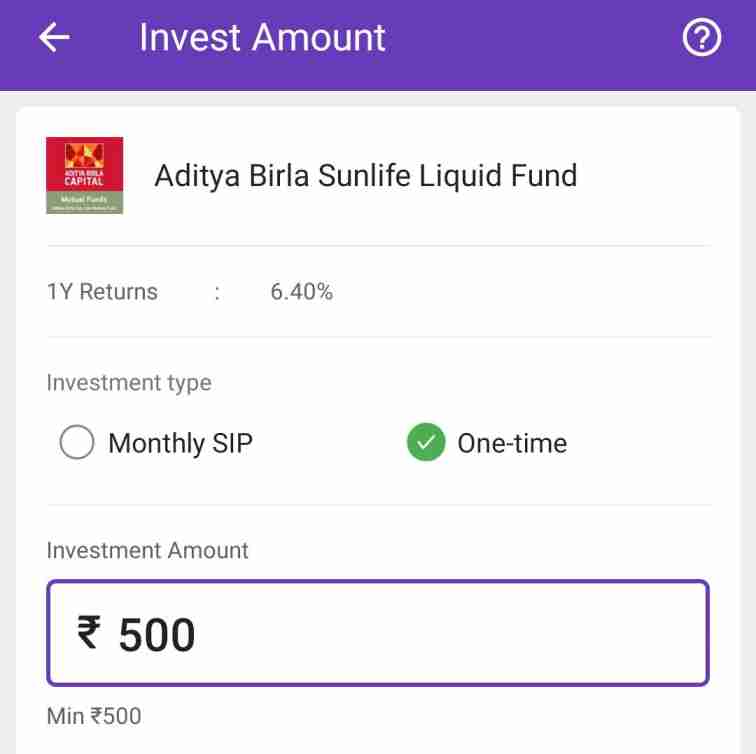 one time invest in phonepe liquid fund