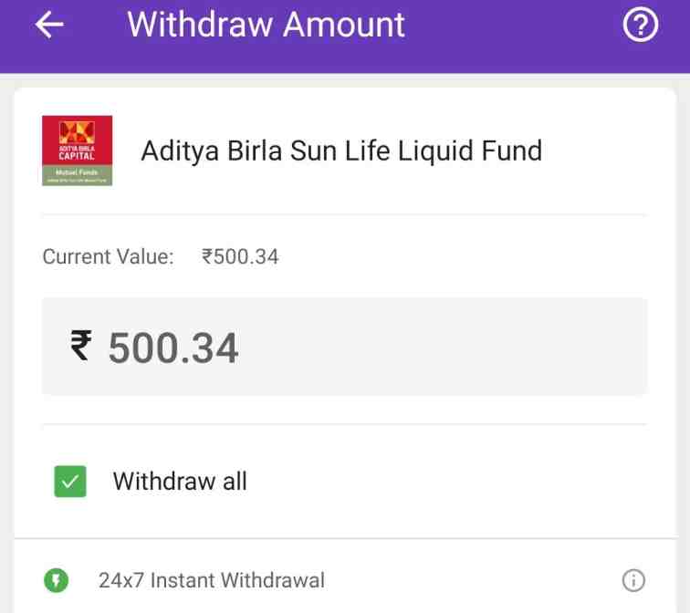 phonepe liquid fund withdrawal process