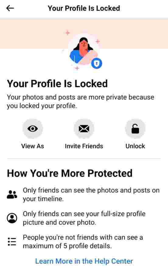 how to lock facebook profile on android