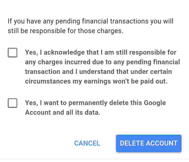 delete google account permanently