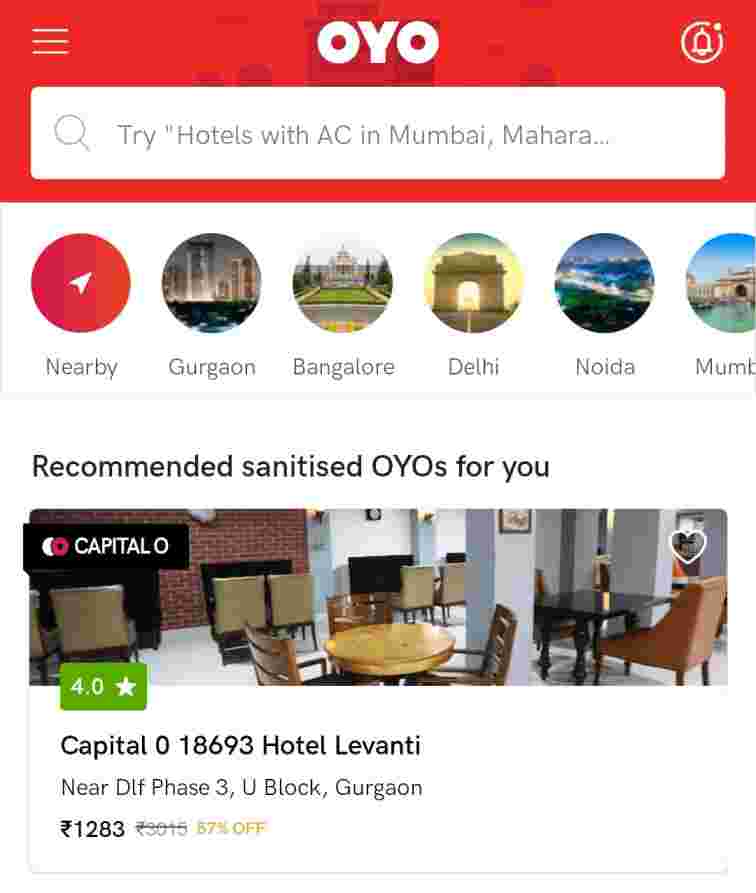 OYO Rooms Hotel Booking Website