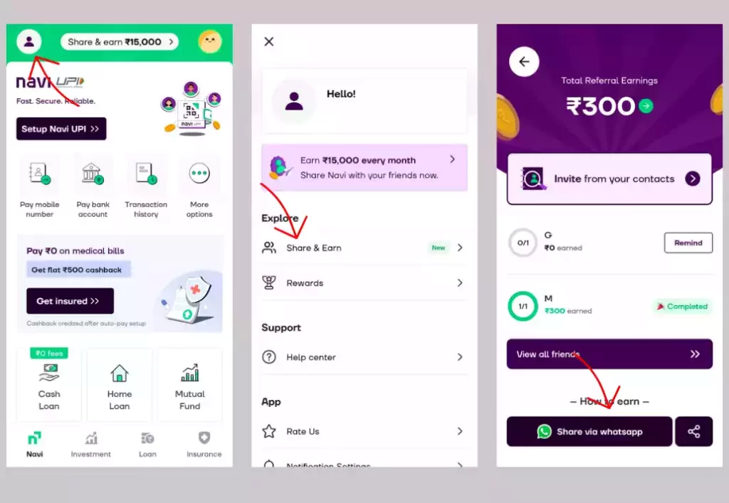 Share Navi referral code and Earn Rewards