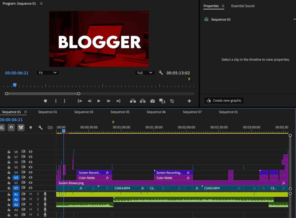 Video Editing Timeline Adobe Premiere Pro